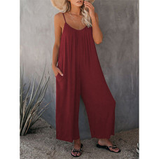 Loose Wide-Leg Romper with Pockets product image