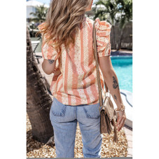 Kelsey Frilled Short Puff Sleeve Mixed Print Blouse product image