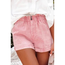 Melany Vintage Washed Frilled High Waist Denim Shorts product image
