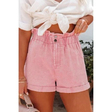 Melany Vintage Washed Frilled High Waist Denim Shorts product image