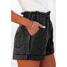 Melany Vintage Washed Frilled High Waist Denim Shorts product image