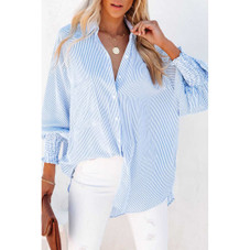Skye Smocked Cuffed Boyfriend Shirt with Pocket product image