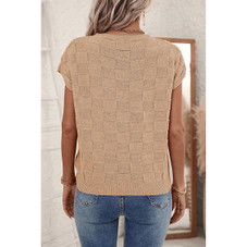 Andrea Lattice Textured Knit Short Sleeve Sweater product image
