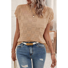 Andrea Lattice Textured Knit Short Sleeve Sweater product image