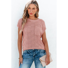 Andrea Lattice Textured Knit Short Sleeve Sweater product image