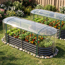 Galvanized Steel Raised Garden Bed with Greenhouse Cover product image