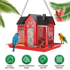Metal Hanging Barn Bird Feeder House  product image