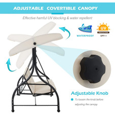 3-Seat Outdoor Porch Swing with Adjustable Backrest and Canopy product image