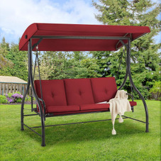 3-Seat Outdoor Porch Swing with Adjustable Backrest and Canopy product image