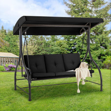 3-Seat Outdoor Porch Swing with Adjustable Backrest and Canopy product image