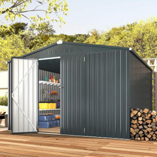 10'x10' Outdoor Metal Storage Shed with Lockable Doors product image