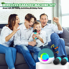 Portable Mini Karaoke Machine for Kids, Bluetooth Speaker with Wireless Microphone,MP3 Player,Perfect for Birthday and Family Parties(2 Mic) product image