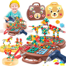 Children Electric Drill Toolbox Driller Games Tool Toy for Boys Girls Montessori Screw Puzzle Kid Pretend Play Toys Gift product image