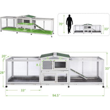 94.5'' Outdoor Rabbit Hutch with 8 Wheels product image