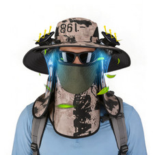 Wide Brim Sun Hat with Dual Cooling Fans product image