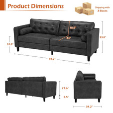 3-Seater 84.2” Mid-Century Sofa Couch with Pillows product image