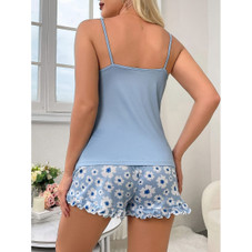 Women's Ruffled Hem Floral Pajama Set product image
