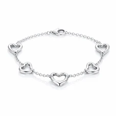 925 Sterling Silver Open Heart Charm Bracelet product image