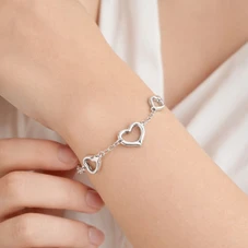 925 Sterling Silver Open Heart Charm Bracelet product image