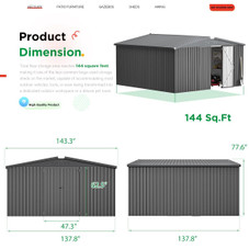 12' x 12' Outdoor Storage Shed with Lockable Doors product image