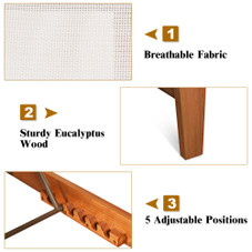 Outdoor Wood Chaise Lounge Chair with 5-Postion Adjustable Back product image
