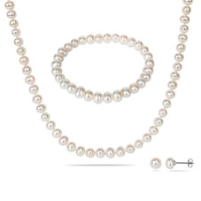 6-7mm Cultured Freshwater Pearl Necklace, Earrings and Bracelet Set product image
