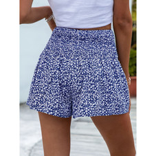 Women's Floral Print Shirred Wide Leg Shorts product image