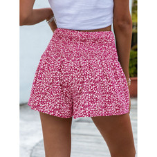 Women's Floral Print Shirred Wide Leg Shorts product image
