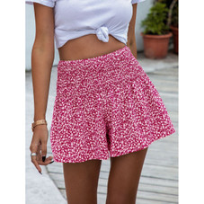 Women's Floral Print Shirred Wide Leg Shorts product image
