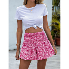 Women's Floral Print Shirred Wide Leg Shorts product image