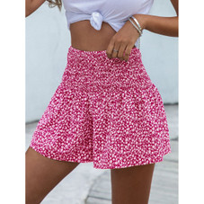 Women's Floral Print Shirred Wide Leg Shorts product image