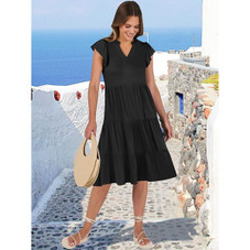 Women's Summer Ruffle Sleeve V-Neck Midi Dress product image