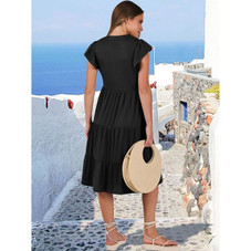 Women's Summer Ruffle Sleeve V-Neck Midi Dress product image
