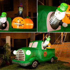 7.5 Ft Long Halloween Inflatable Ghost Car with LED Lights product image