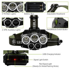 20,000-Lumen Headlamp with 5 LED Bulbs & Rechargeable Batteries product image