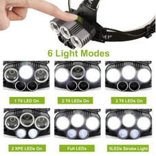 20,000-Lumen Headlamp with 5 LED Bulbs & Rechargeable Batteries product image