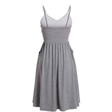 Women's V Neck Ruched Spaghetti Strap Midi Dress product image