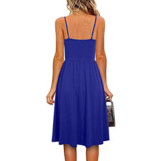 Women's V Neck Ruched Spaghetti Strap Midi Dress product image