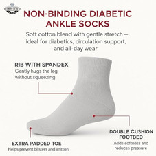 Cotton Non-Binding Diabetic & Circulatory Quarter Socks (12-Pairs) product image