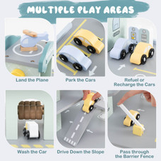  3-Tier Wooden Garage Playset with Interactive Elevator product image