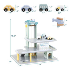  3-Tier Wooden Garage Playset with Interactive Elevator product image