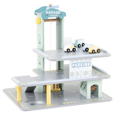  3-Tier Wooden Garage Playset with Interactive Elevator product image