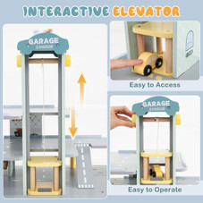  3-Tier Wooden Garage Playset with Interactive Elevator product image