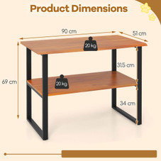 2-Tier Teak Bathroom Storage Shelves product image