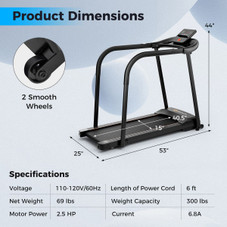 2.5 HP  Walking Treadmill with  Long Handrails product image