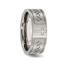 Men's 6mm Cross Design Titanium Wedding Band Ring product image