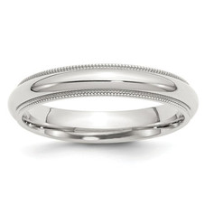 Unisex Comfort Fit 4mm Milgrain Wedding Band Ring in Sterling Silver product image