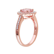 Morganite Ring 1.16 Carat (ctw) with Diamond Halo in Rose Sterling Silver product image