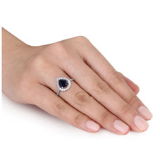 2.20 Carat (ctw) Lab-Created Blue and White Sapphire Ring product image