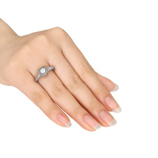 Opal and Diamond 1/5 Carat (ctw) Ring in Sterling Silver product image